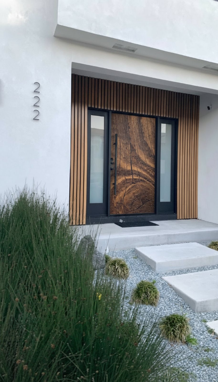 Современная входная дверь с текстурой дерева