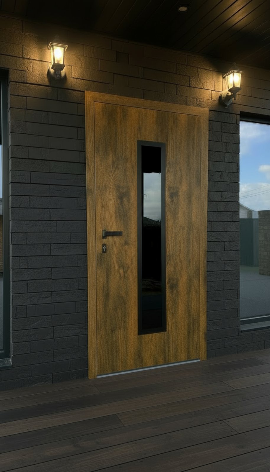 Дизайнерская входная дверь с боковым остеклением