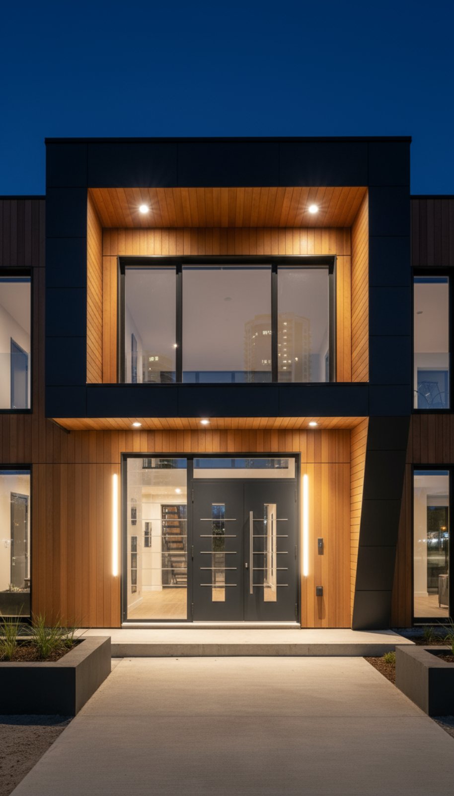 Минималистичная входная дверь в сером цвете